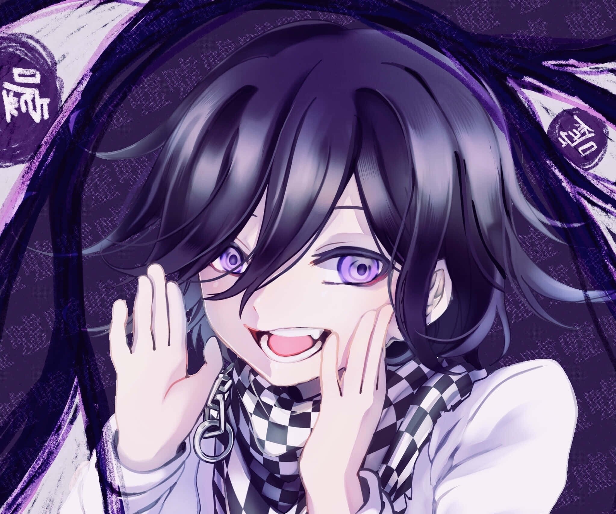 صورة شخصية مرحة لكوكيتشي أوما من Danganronpa خلفية