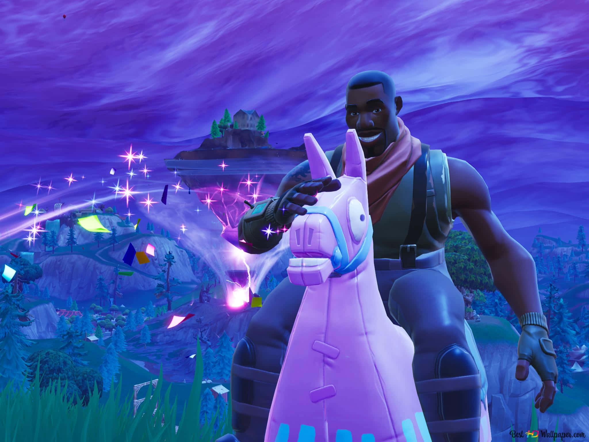 صورة مضحكة لشخصية ذكر في فورتنايت تركب بينياتا خلفية