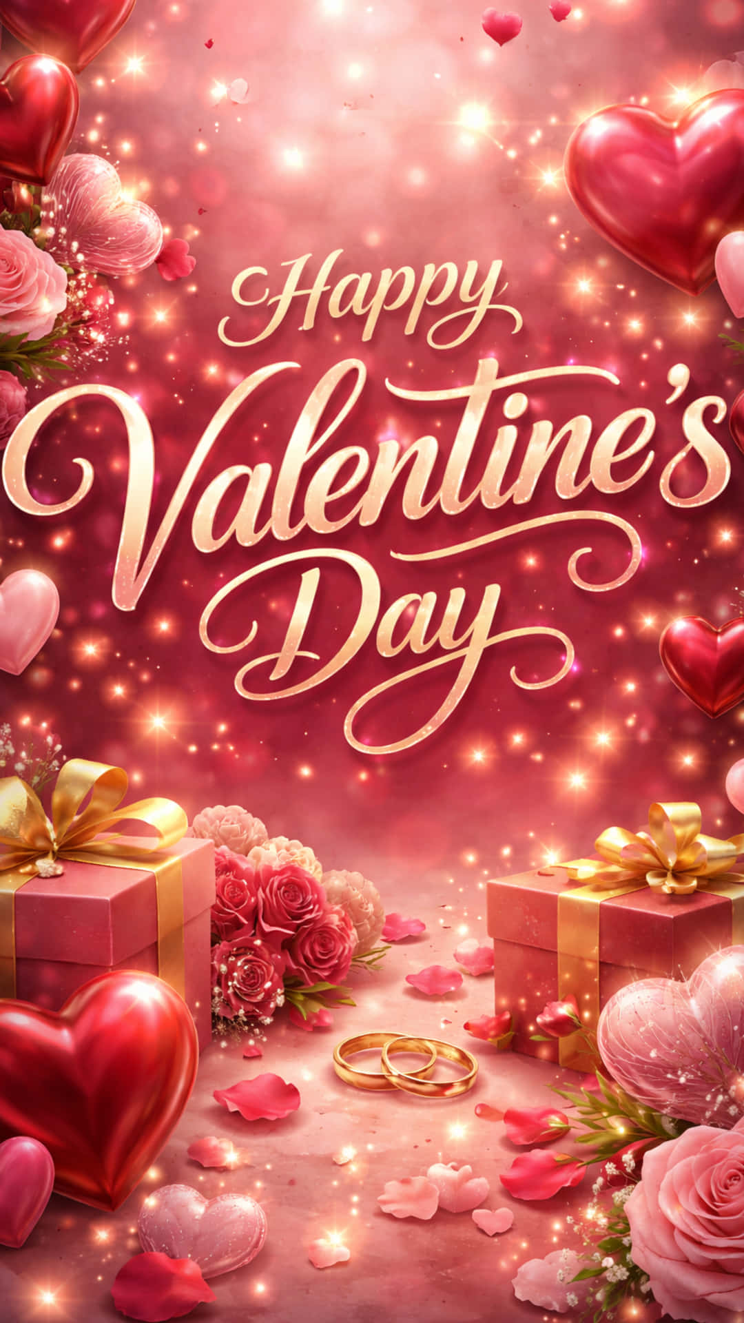 عيد الحب، حب، رومانسية، رومانسي، قلوب، قلب، ورود، وردة، زوجان، سينمائي، جمالي، وردي، أحمر، ذهبي، لمعان، بوكيه، أنيق، طباعة، احتفال، مهرجان