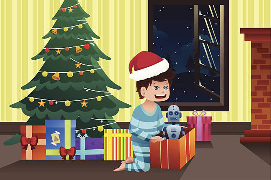 عيد ميلاد دافئ مع هدايا وفيرة خلفية