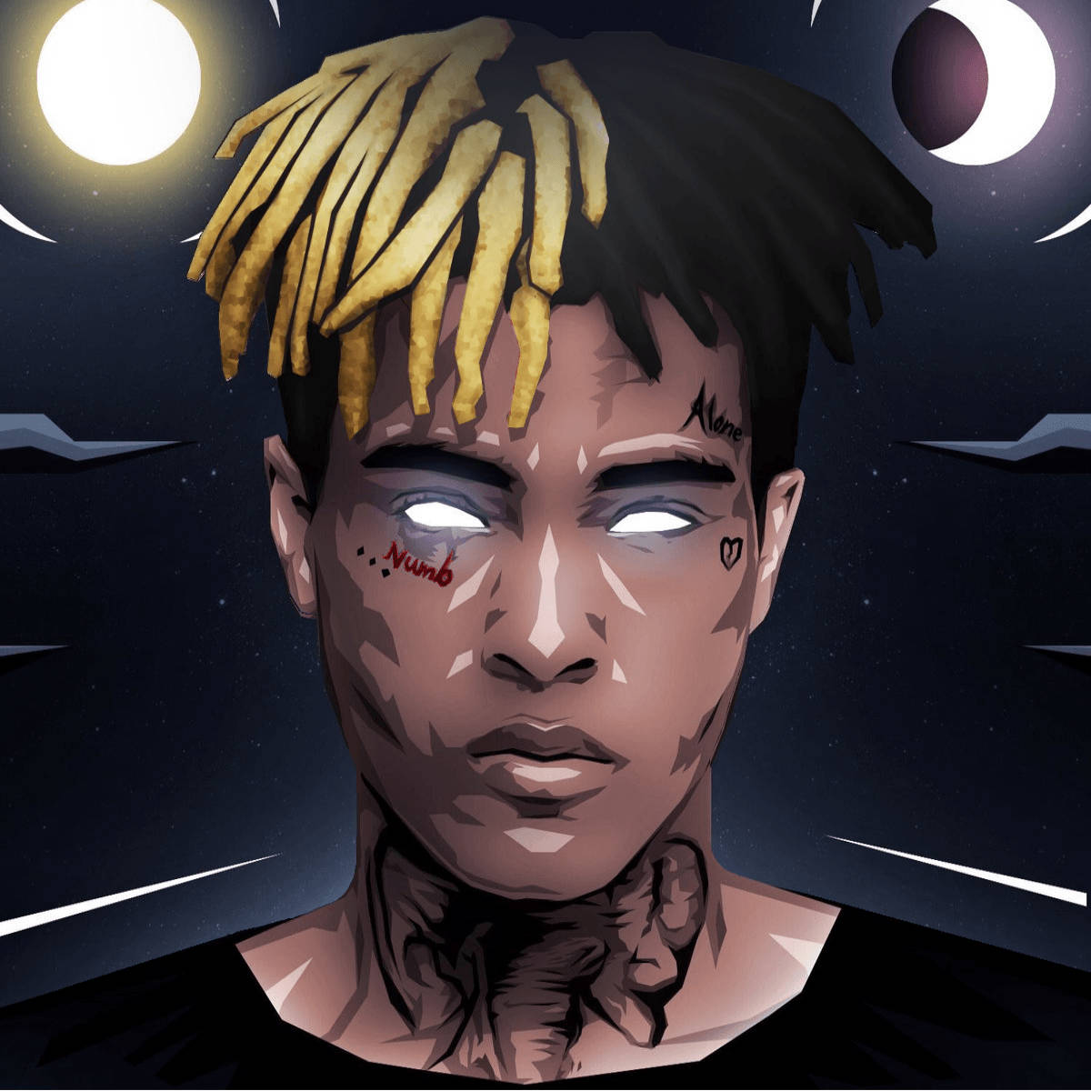عيون Xxxtentacion الأنمي المتوهجة خلفية