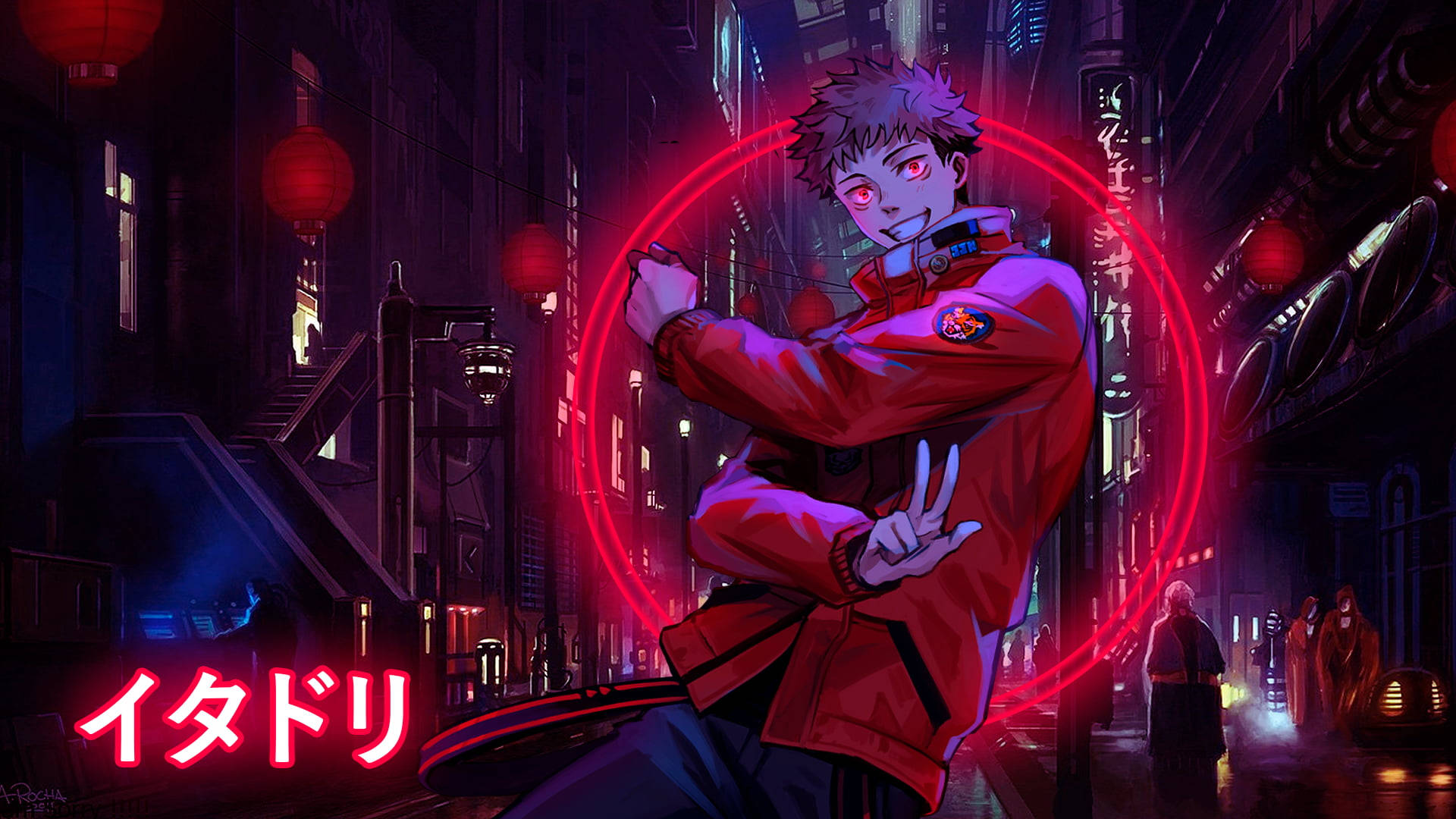 عيون أنمي حمراء متوهجة خلفية