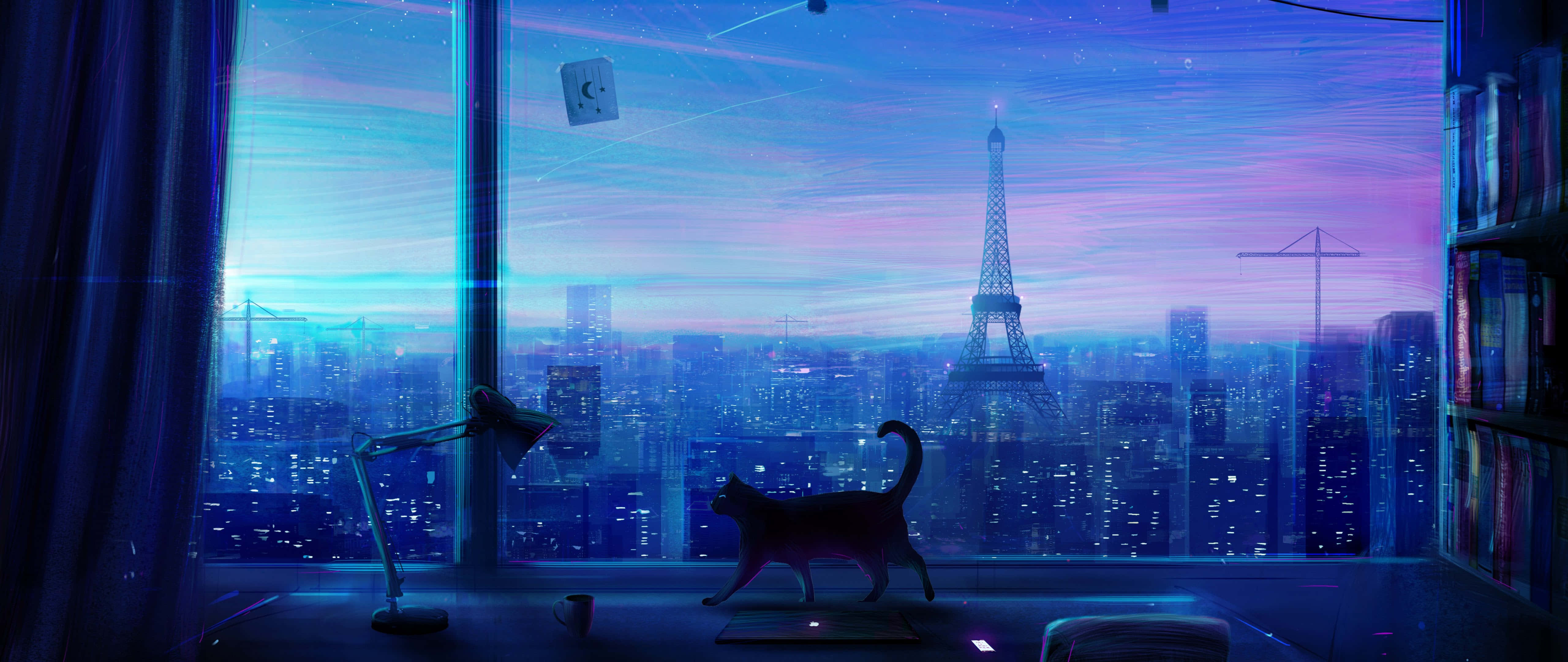 غرفة آسرة بتصميم أنمي خلفية