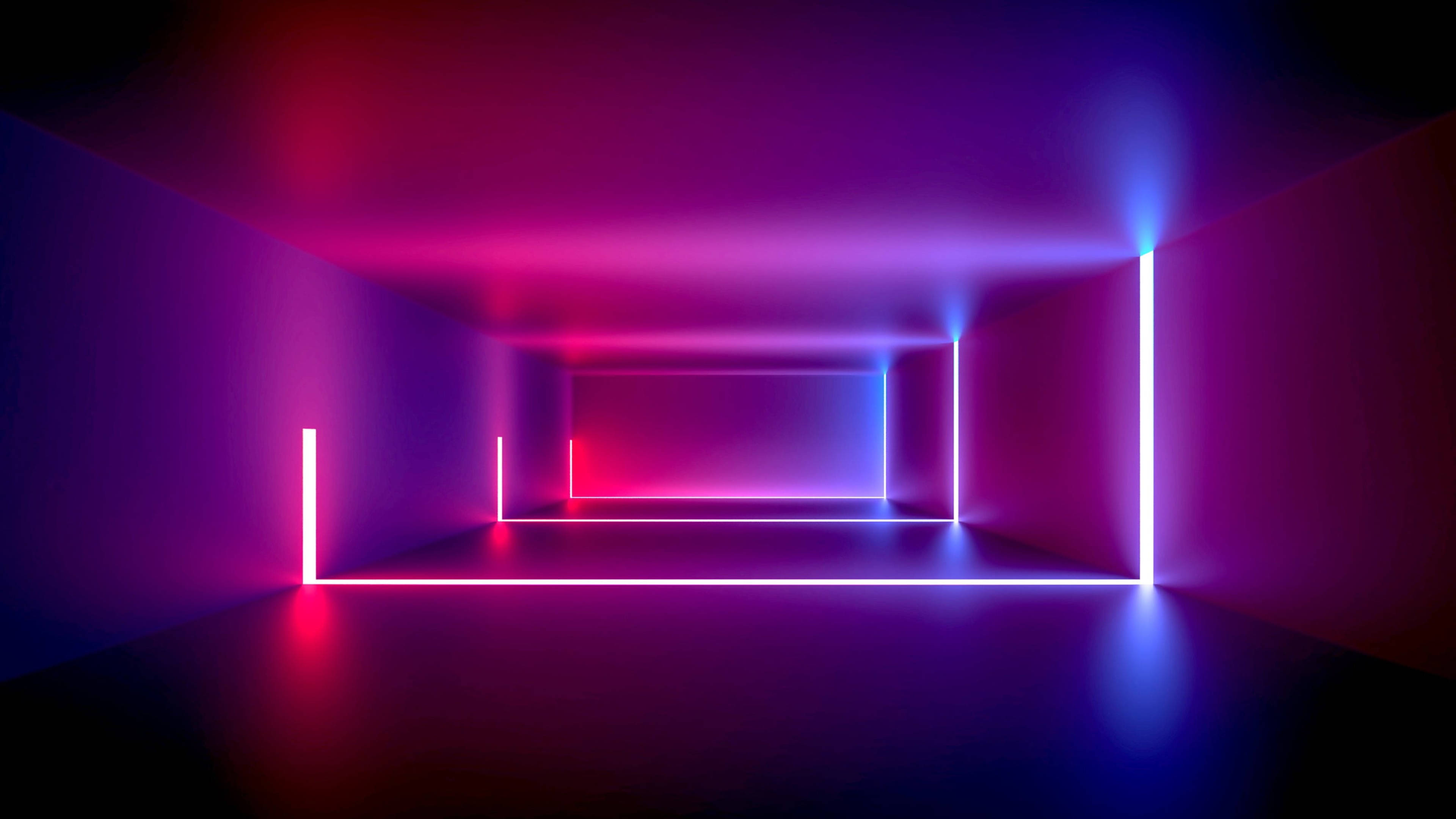 غرفة أرجوانية بإضاءة LED 4K خلفية