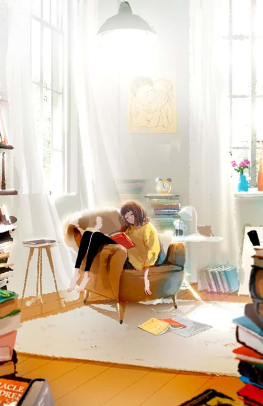 غرفة أنمي ملهمة وملونة لعشاق الأنمي خلفية