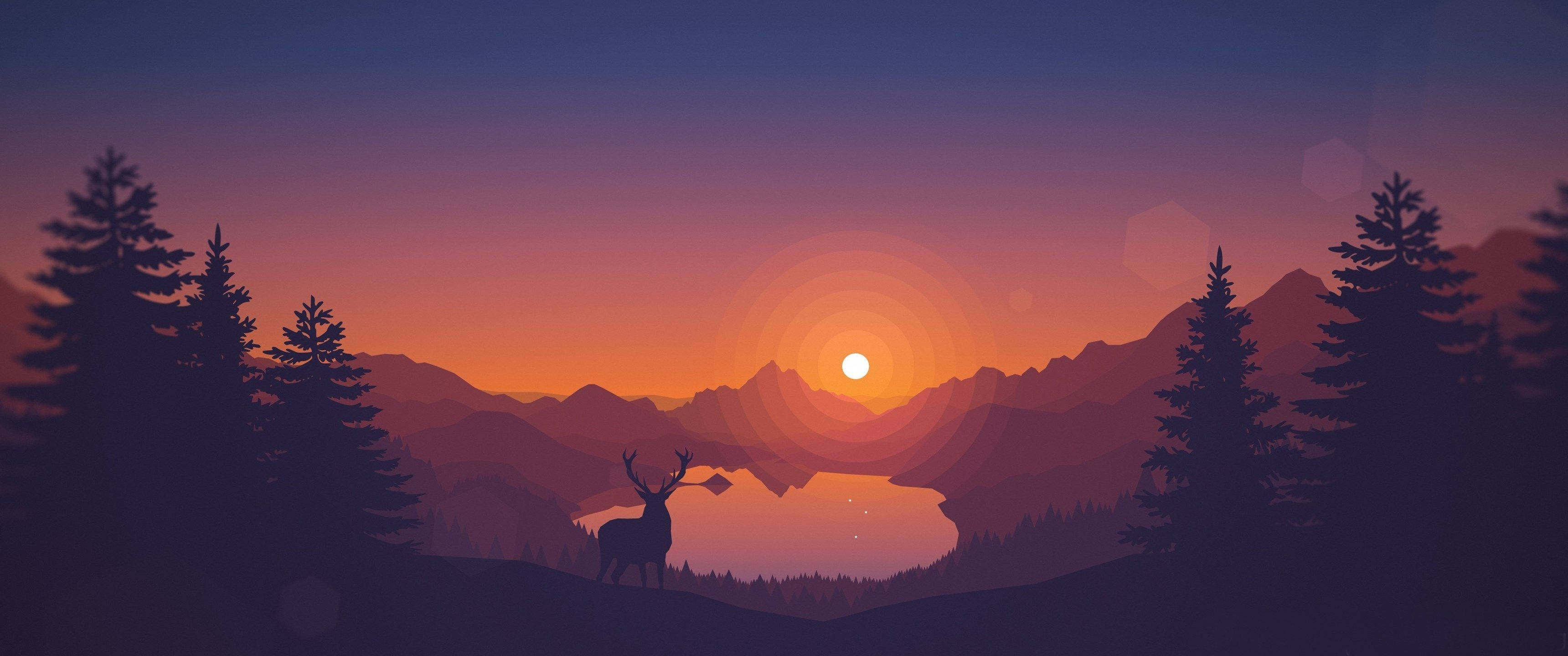 غروب الوادي البسيط 3440x1440 خلفية
