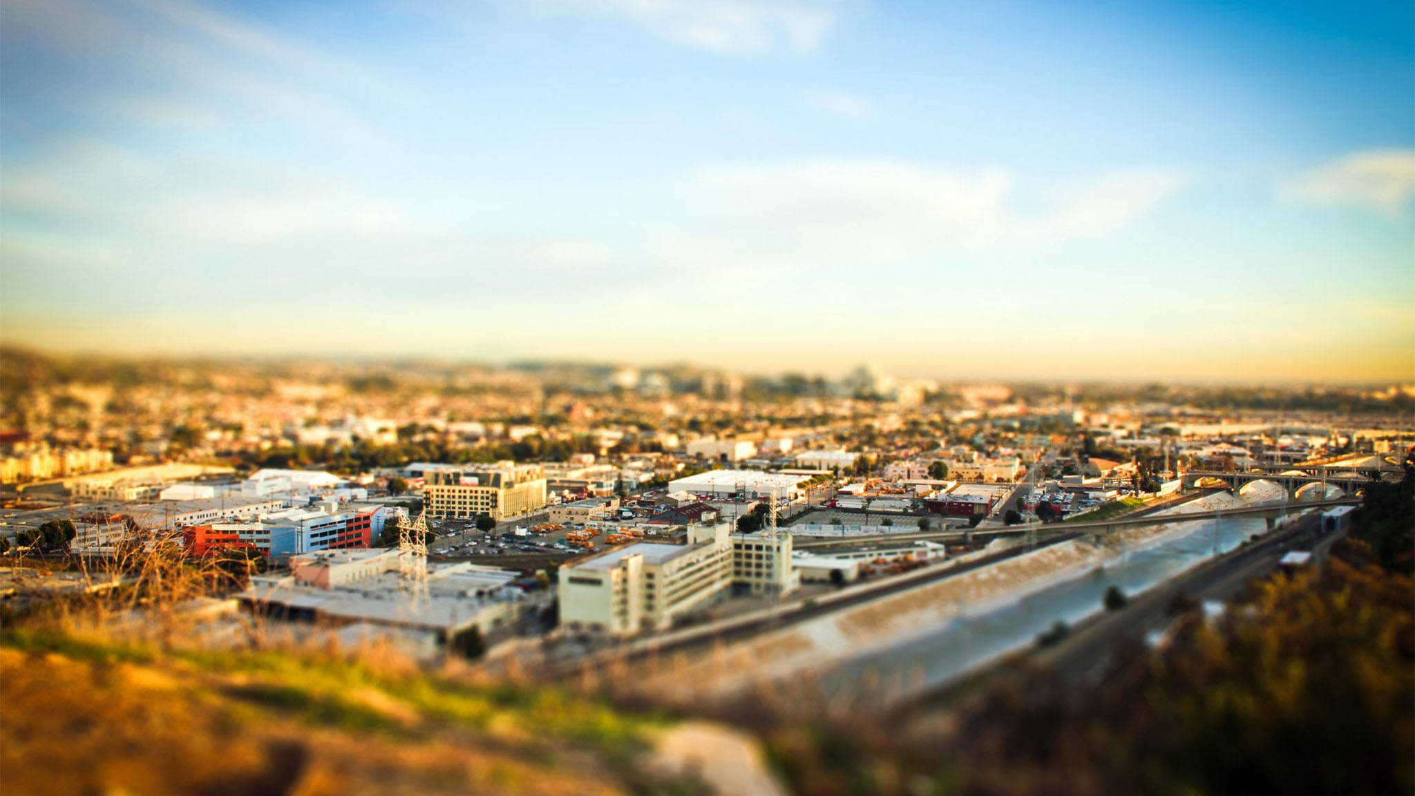 غروب لوس أنجلوس بتأثير Tilt-Shift خلفية