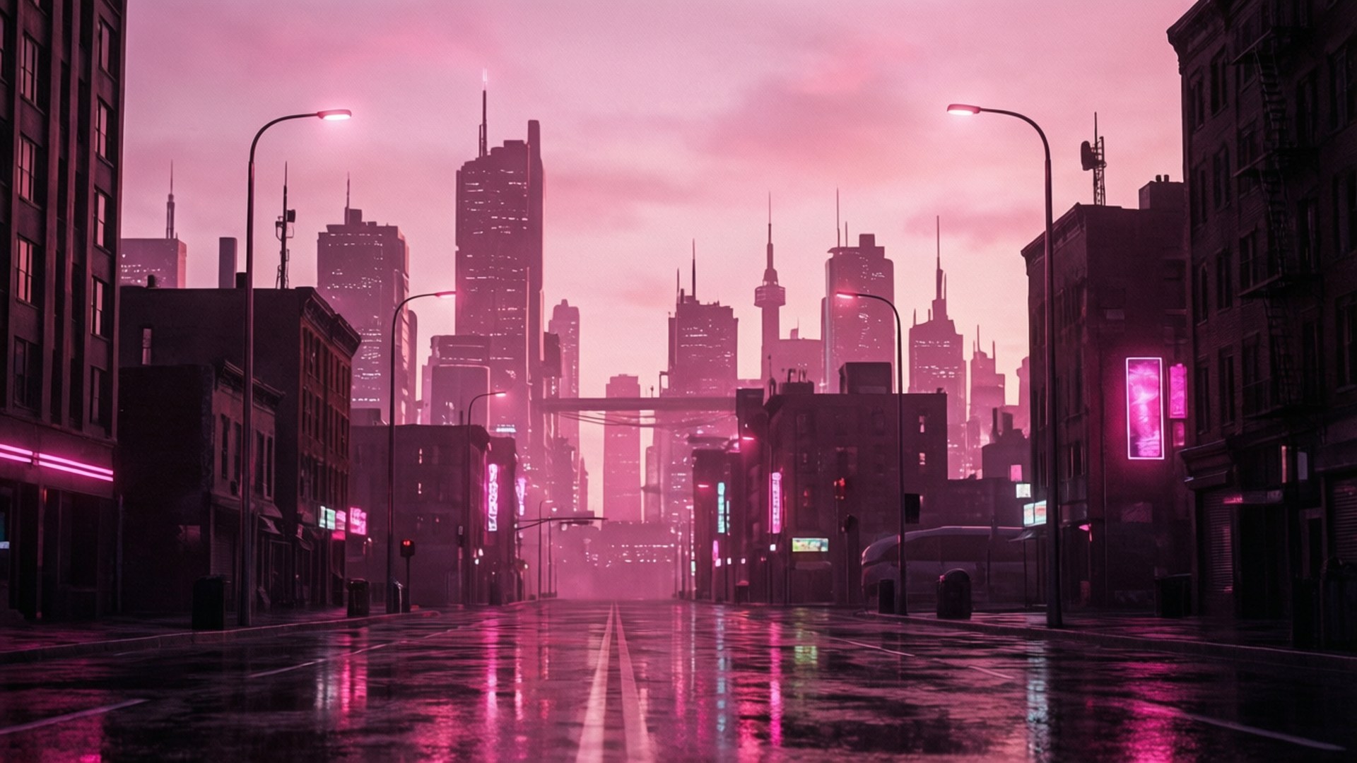 غسق المدينة الوردي النيوني خلفية