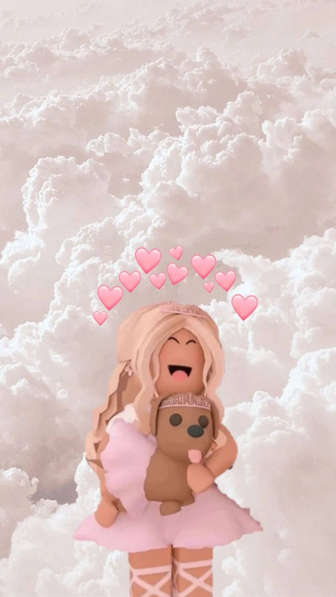 فتاة Roblox الجمالية مع كلب وسحب خلفية