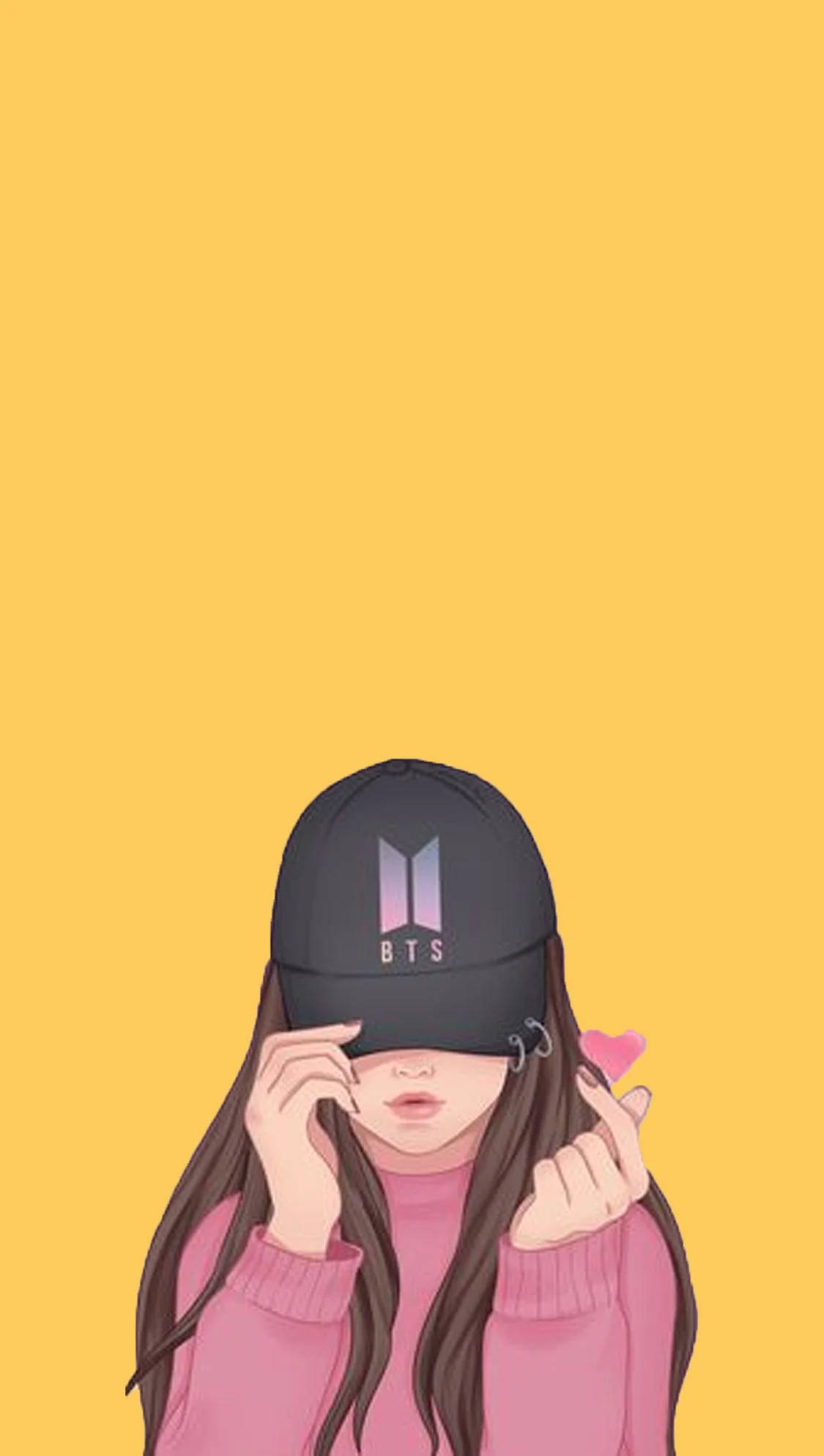 فتاة أنيقة ترتدي قبعة فرقة BTS خلفية