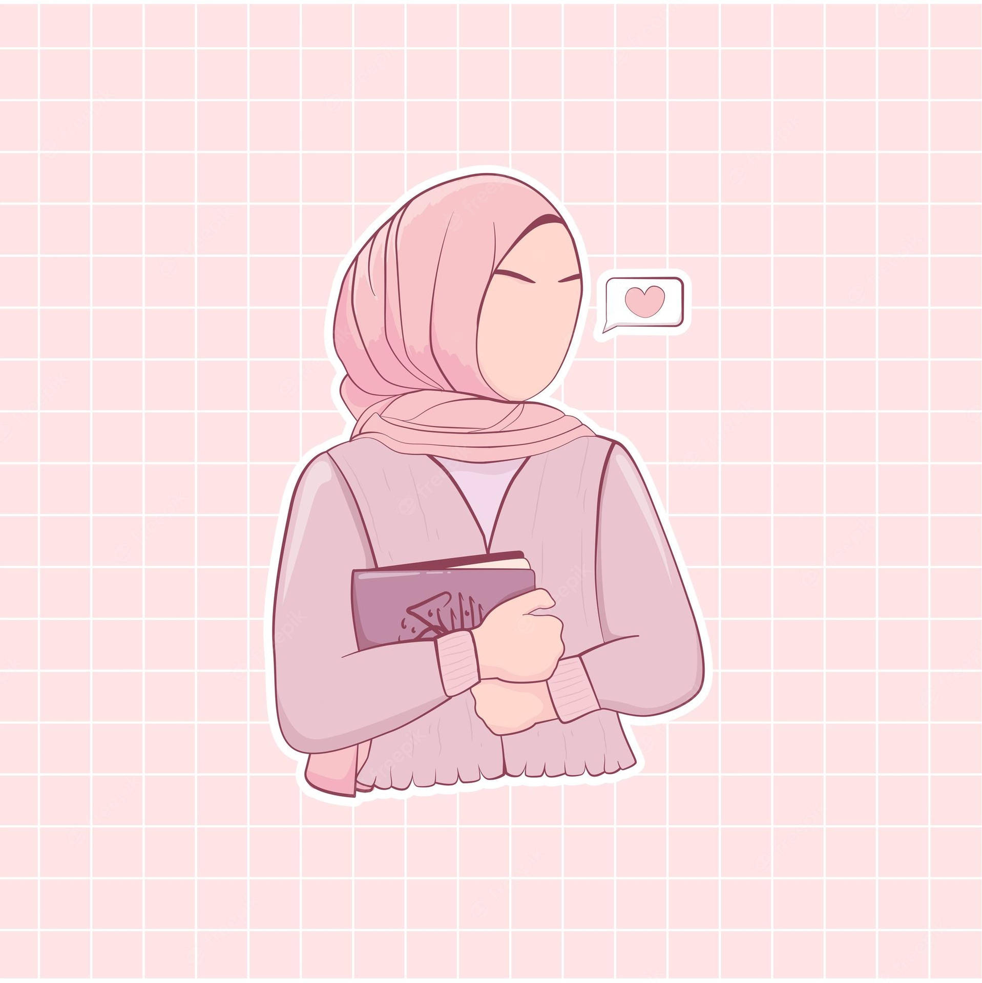 فتاة مسلمة جمالية مع دفتر ملاحظات للصورة الشخصية خلفية