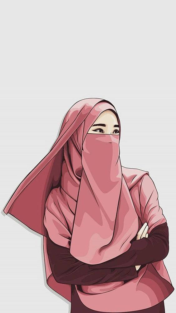 فتاة مسلمة محجبة كرتون خلفية