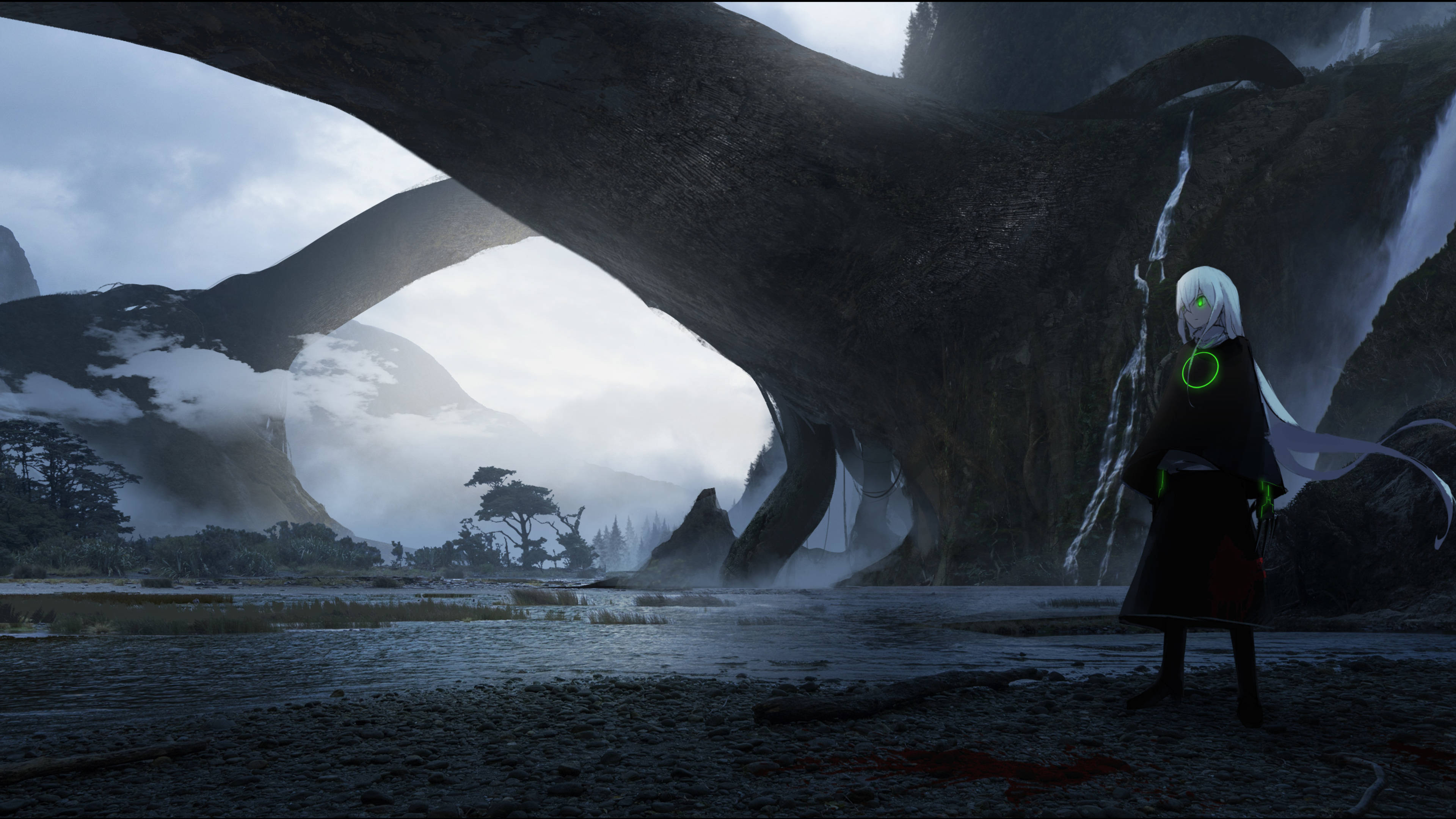 فن أنمي 4K خيال مظلم خلفية