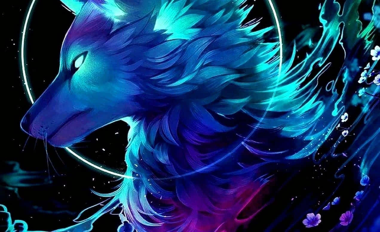 فن جرافيكي لذئب أزرق رائع خلفية