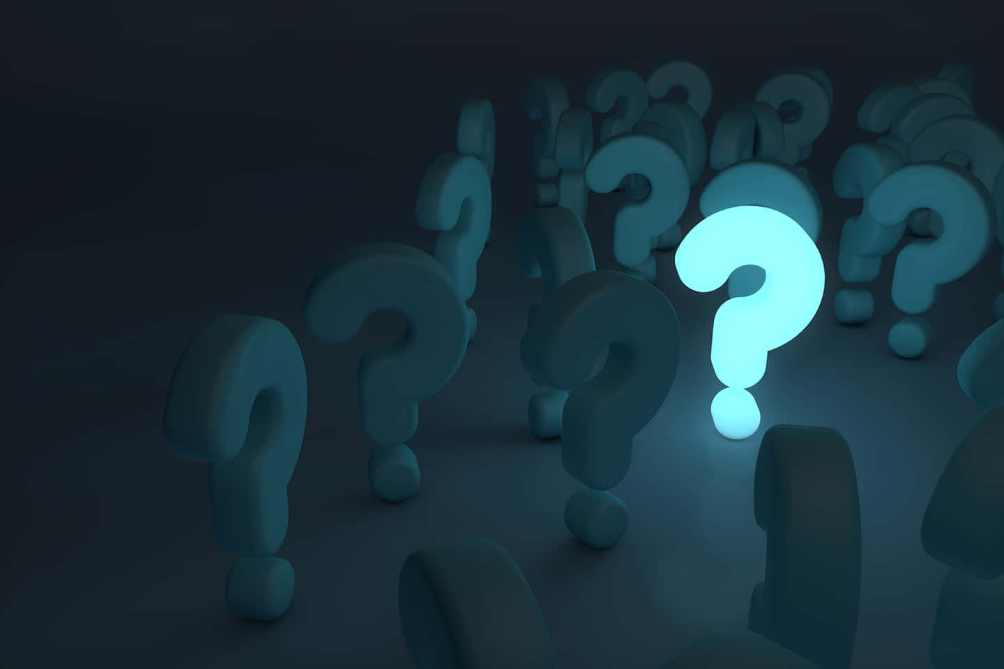 فن رقمي بإضاءة نيون لعلامة استفهام خلفية