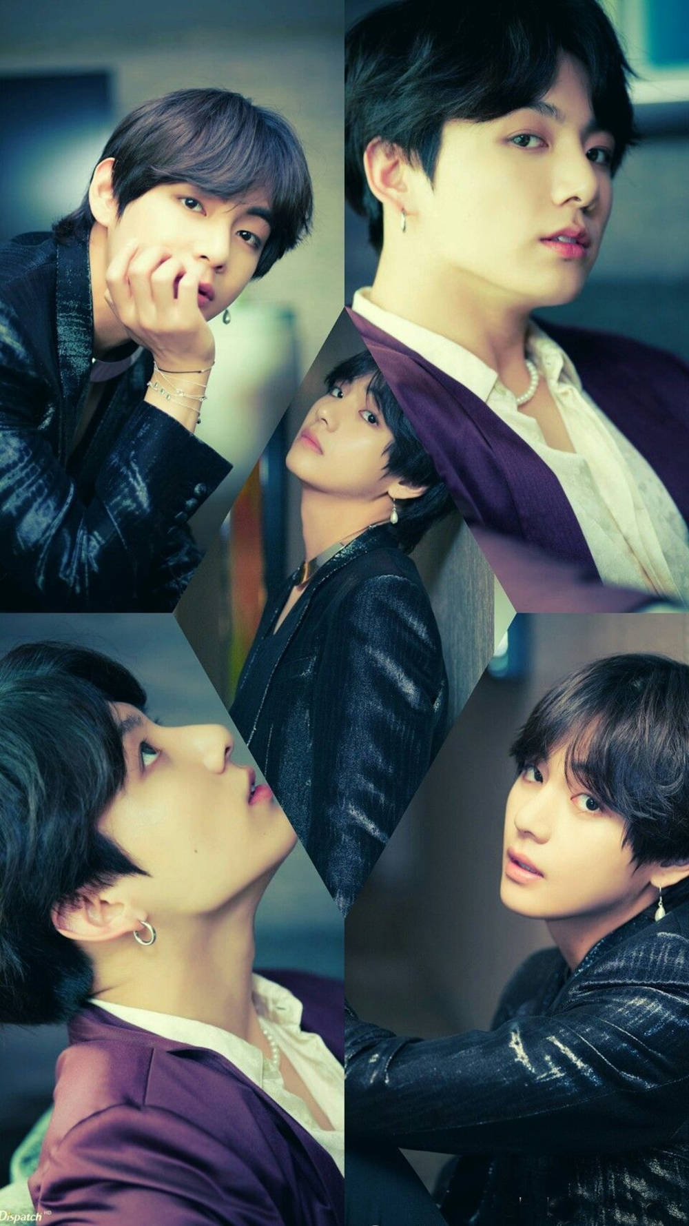 فن كولاج لـ جي كي و في من فرقة BTS خلفية