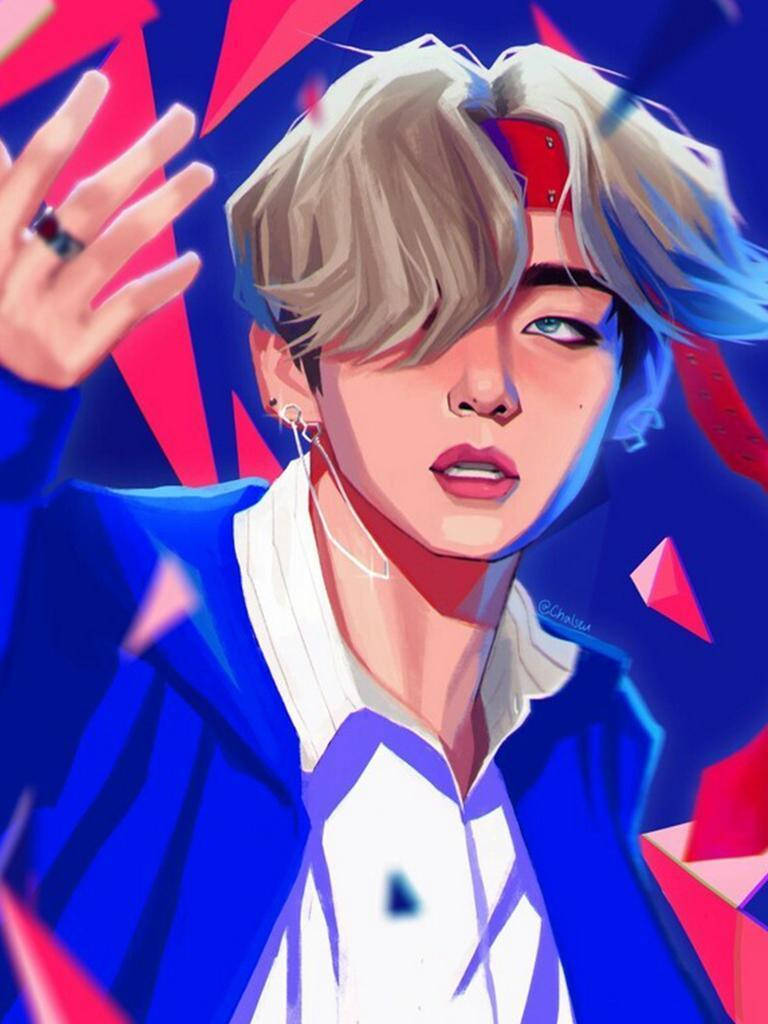 فن متجه لتايهيونغ من فرقة BTS بأنمي خلفية
