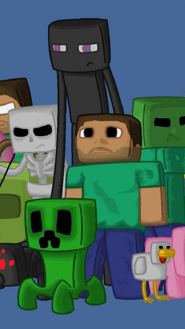 فن متجه لستيف ووحوش ماينكرافت للآيفون خلفية
