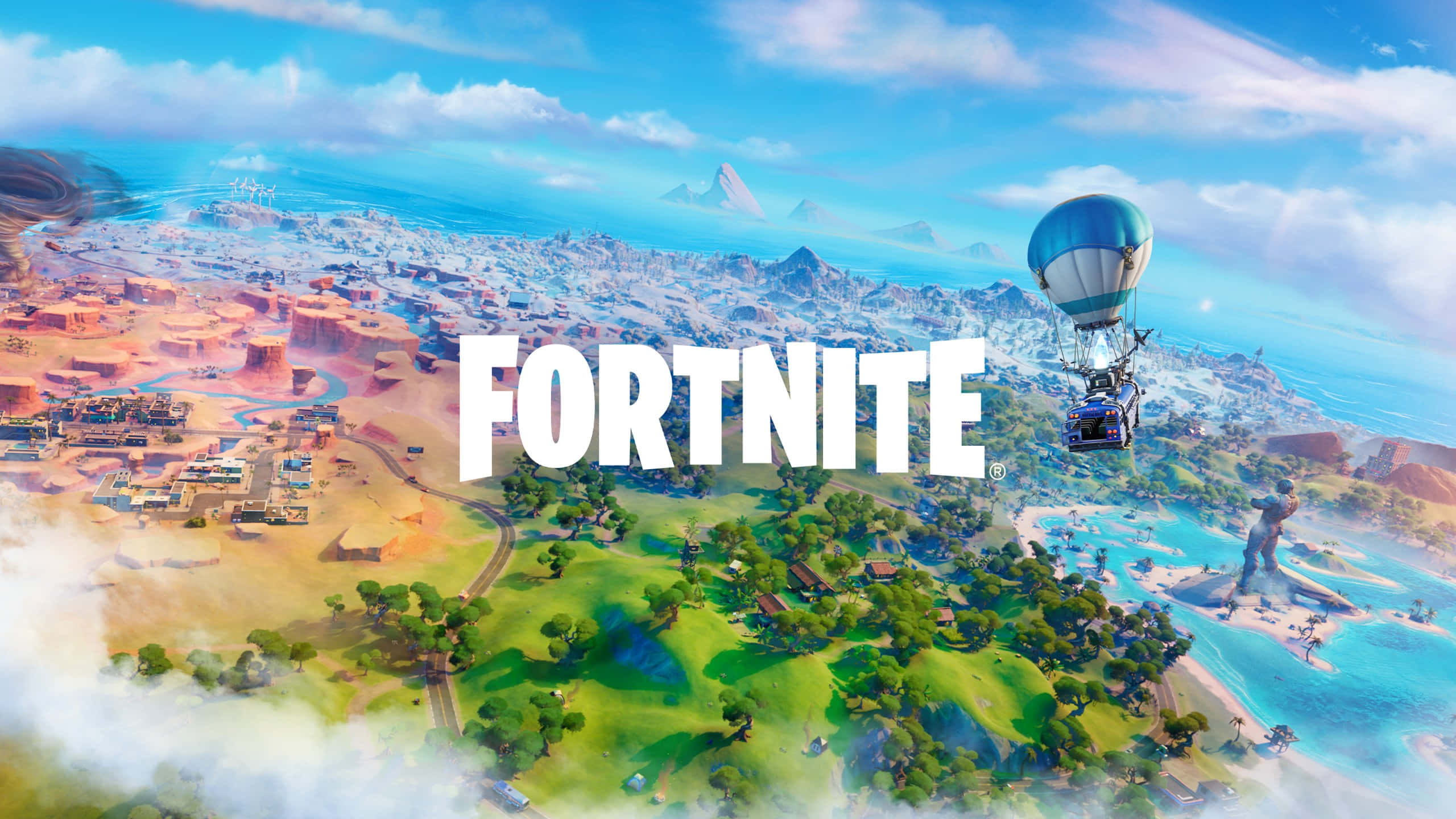 فورتنايت - مدينة مع منطاد هواء ساخن خلفية