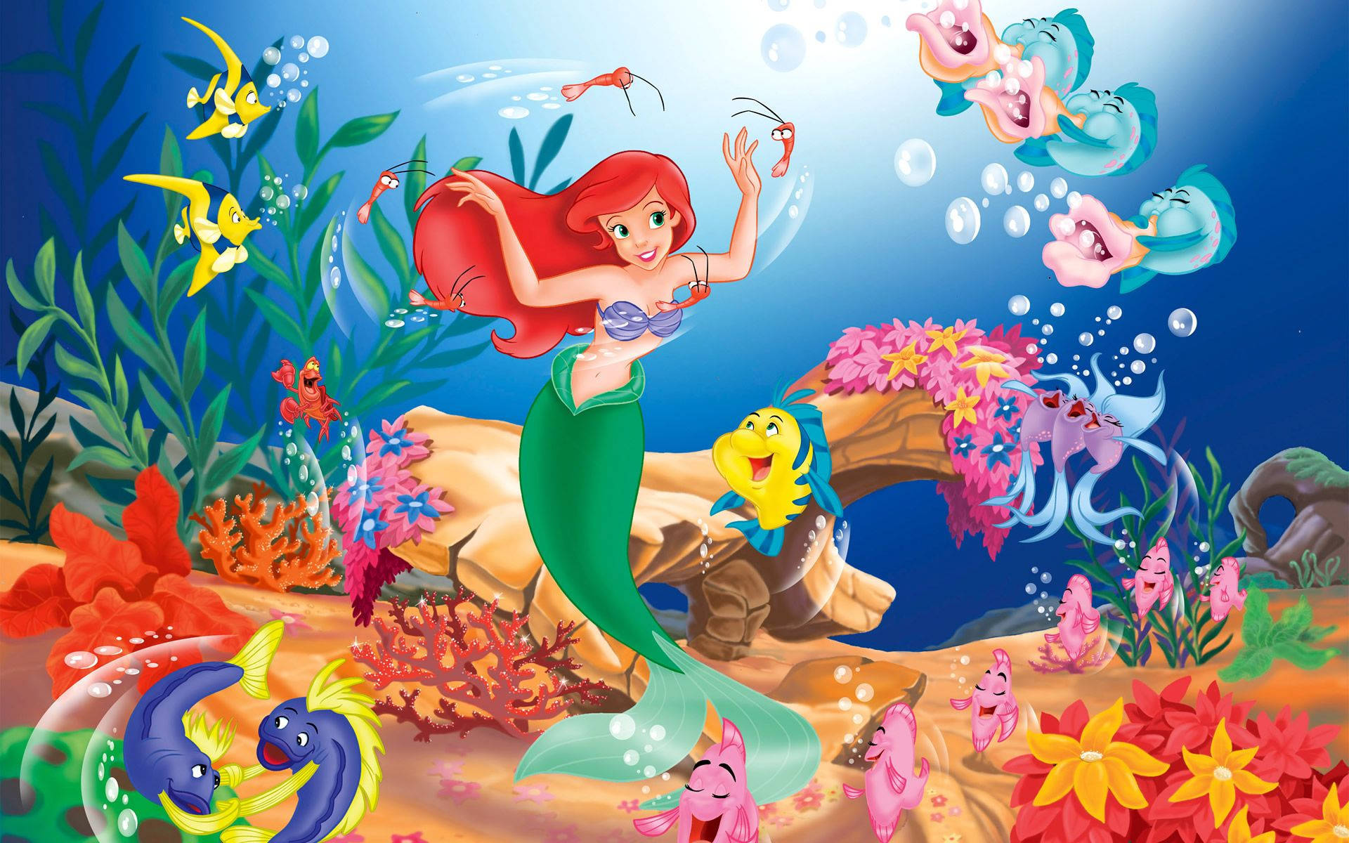 فيلم حورية البحر الصغيرة الكرتون اللطيف خلفية
