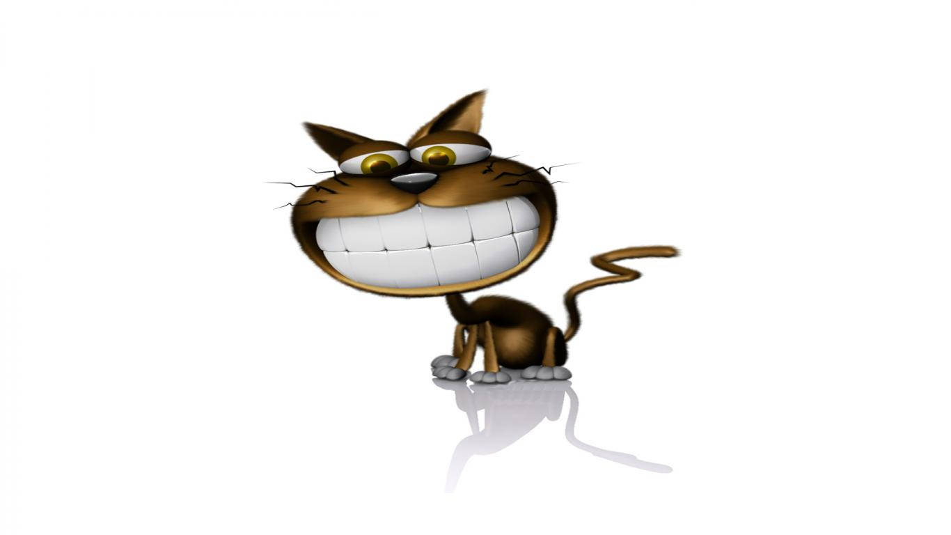 قط كرتوني بأسنان كبيرة خلفية