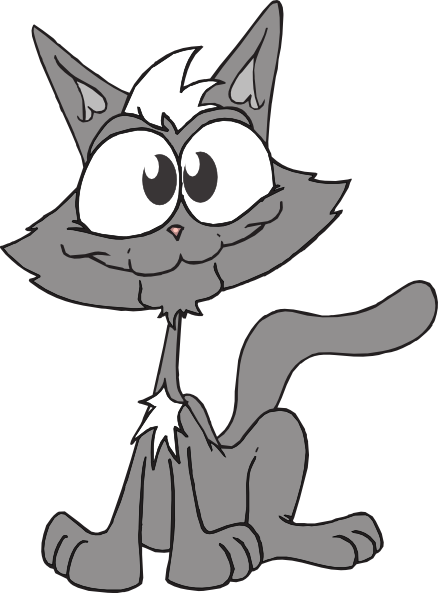 قطة كرتونية جالسة بتعبير مضحك خلفية