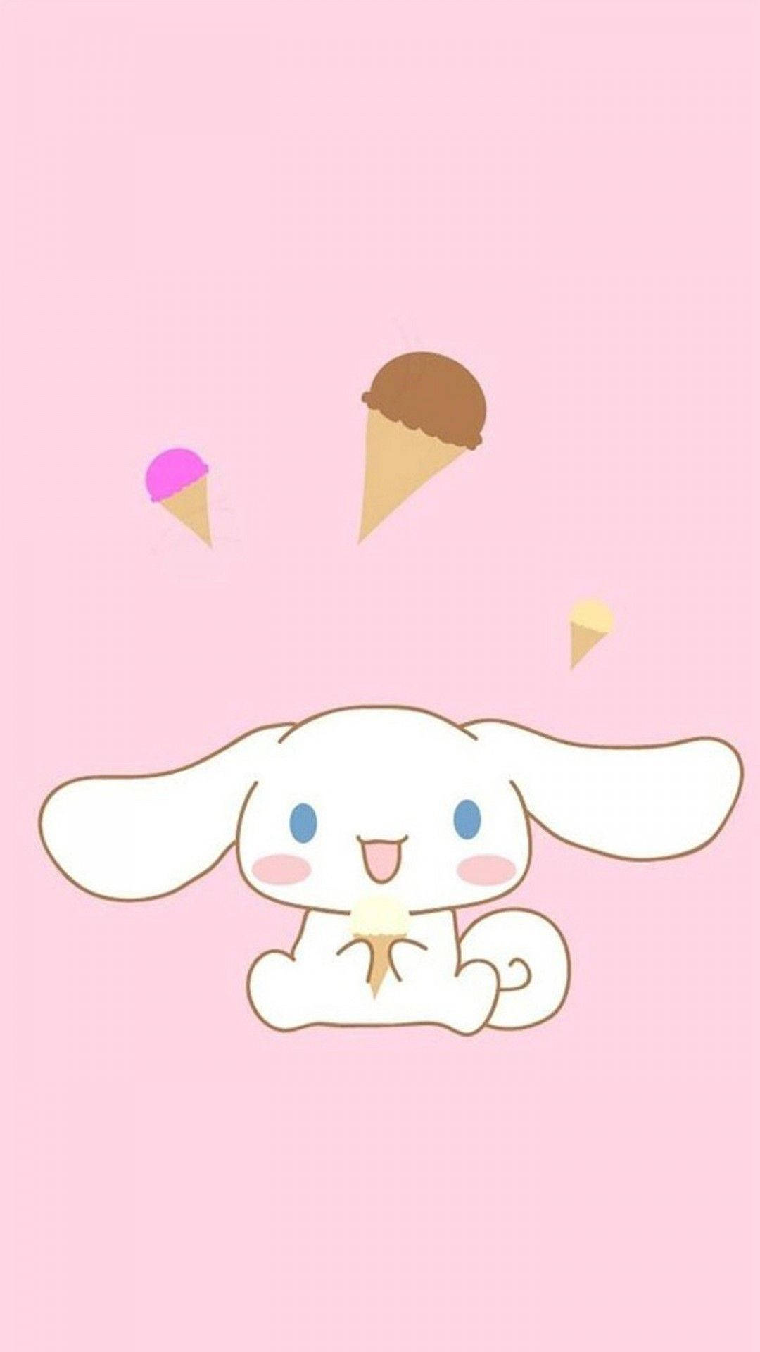 كawaii Cinnamoroll يأكل الآيس كريم بدقة HD خلفية