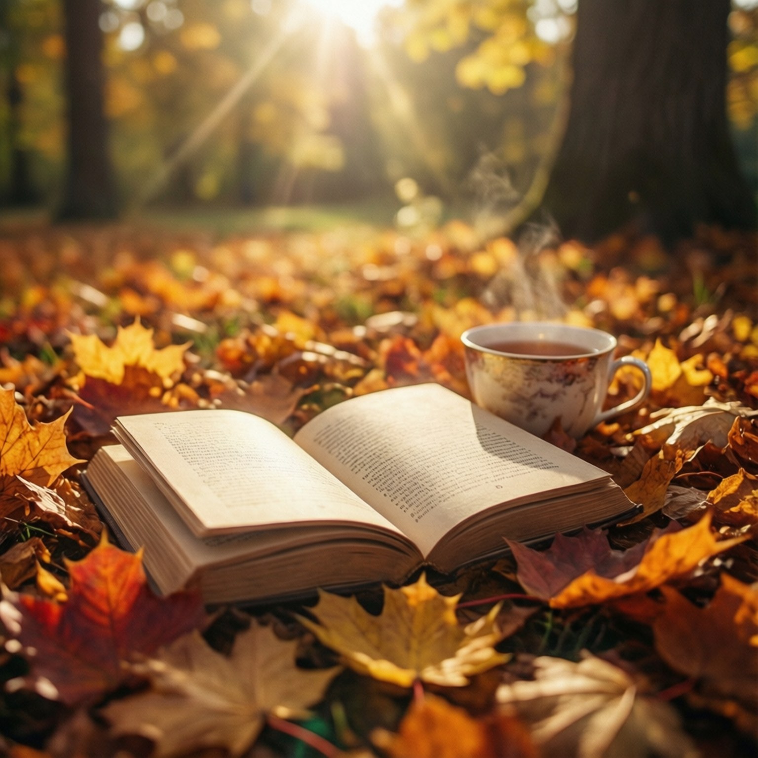 كتاب وأوراق الخريف المتساقطة خلفية