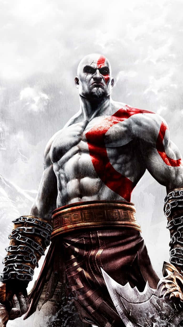 كراتوس من God of War III بخلفية بيضاء جمالية خلفية