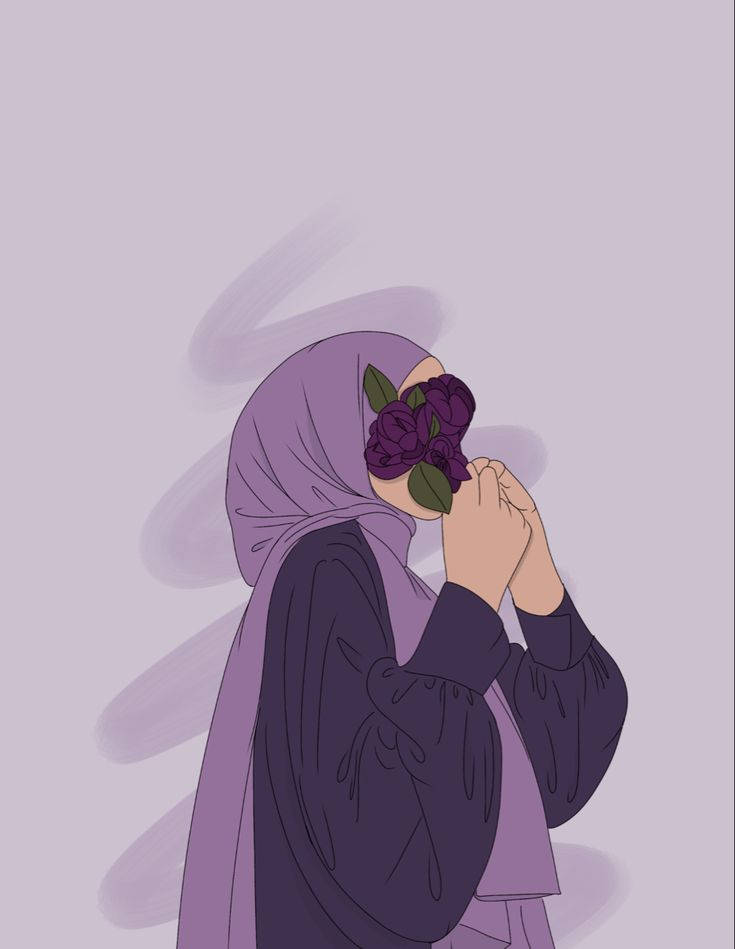 كرتون حجاب أرجواني