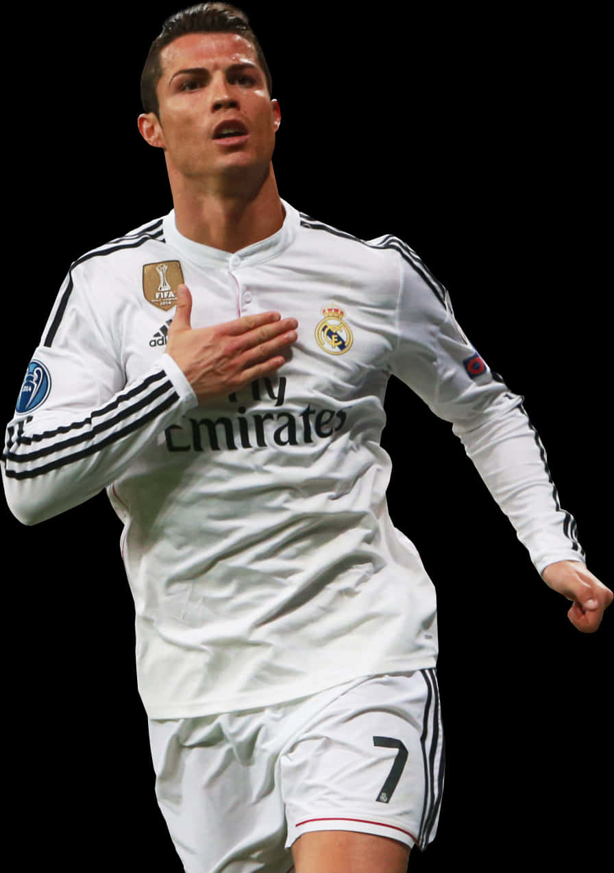 كريستيانو رونالدو في حركة مع ريال مدريد خلفية