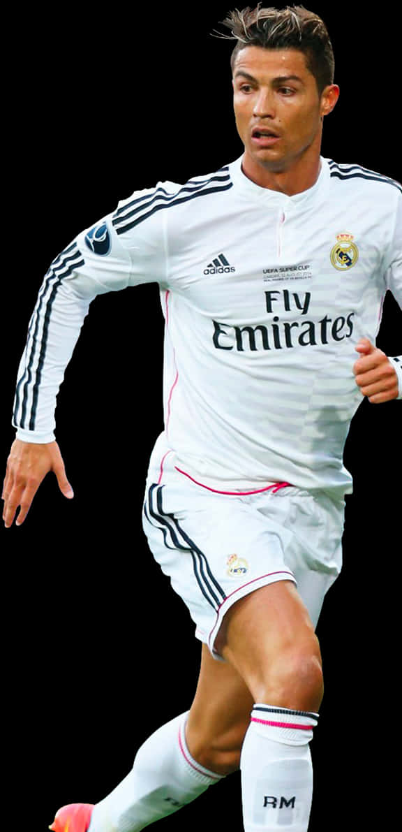 كريستيانو رونالدو في حركة مع ريال مدريد خلفية