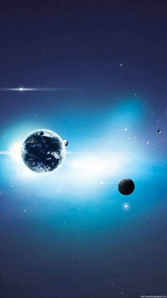 كواكب وفضاء ضوء أزرق لايفون خلفية