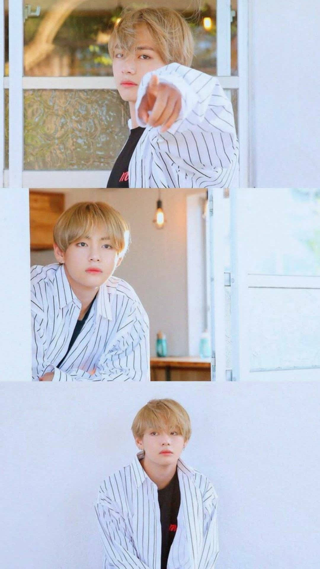 كولاج BTS V الأبيض خلفية