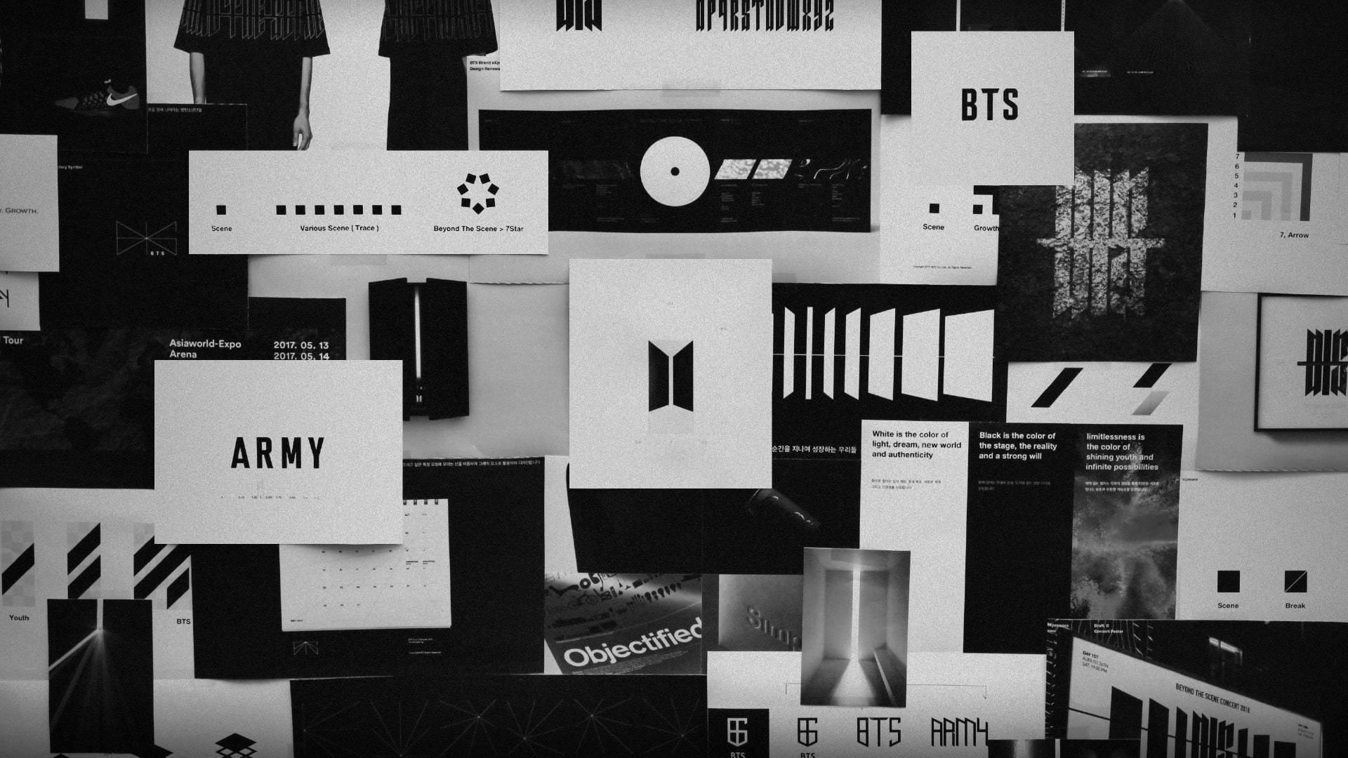 كولاج شعار BTS الأسود الجمالي