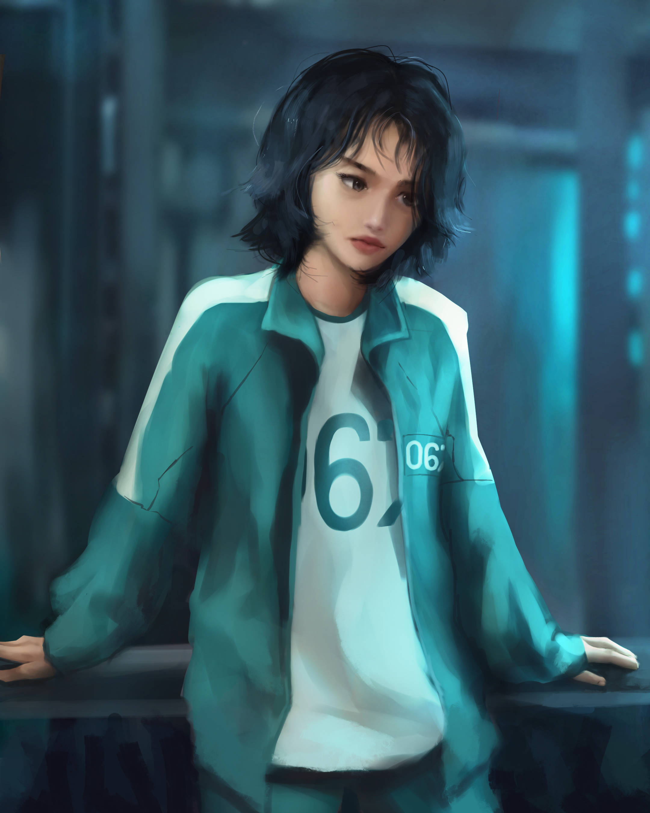 لاعب 067 Squid Game فن رقمي خلفية