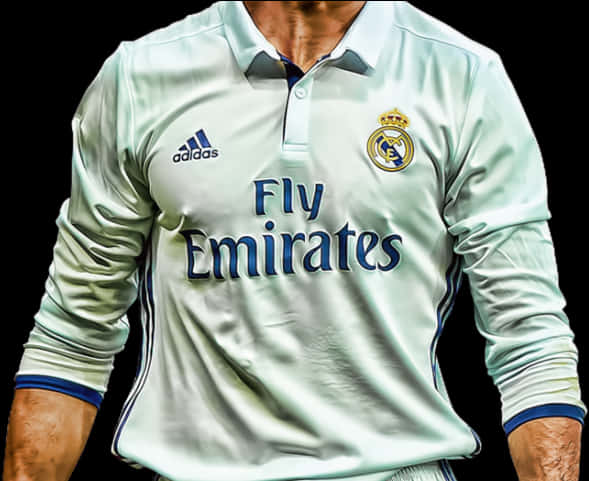 لاعب ريال مدريد بقميص أبيض خلفية