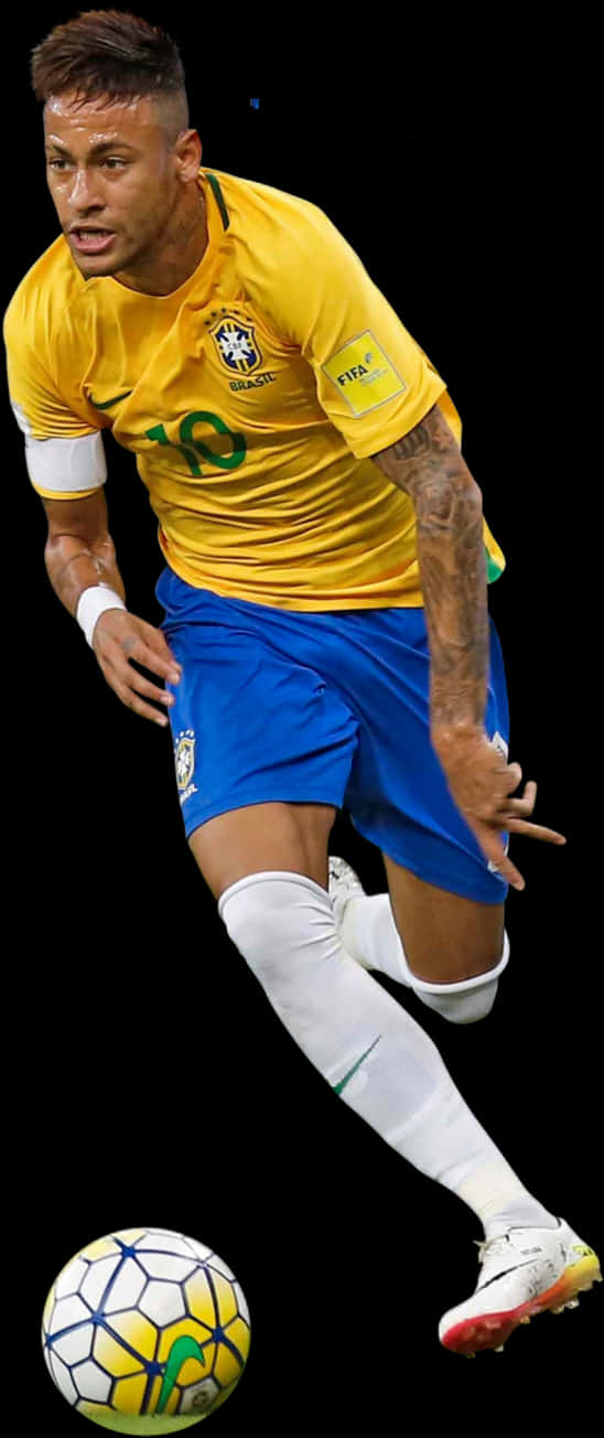 لاعب كرة القدم البرازيلي نيمار يراوغ الكرة خلفية
