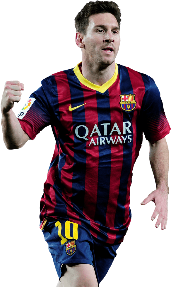 لاعب كرة قدم في حركة بقميص برشلونة خلفية