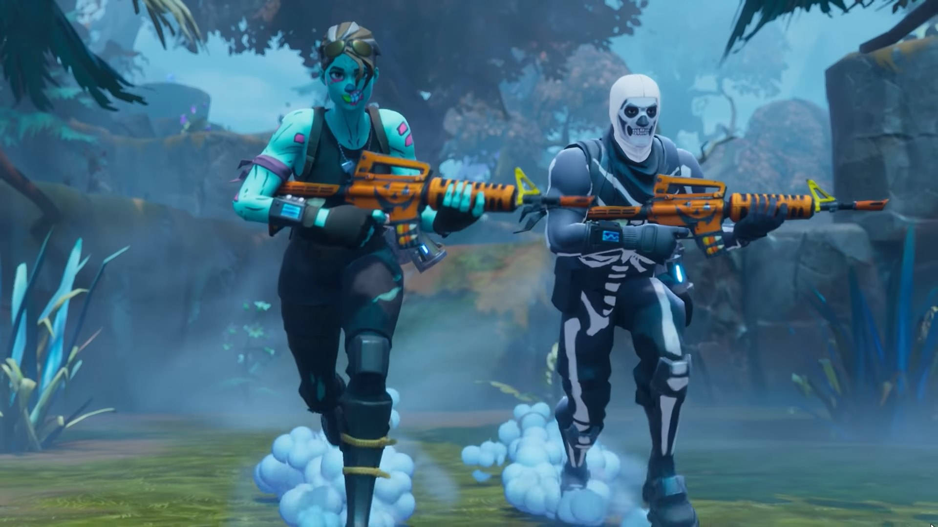 شخصيتان بأشكال شتوية في فورتنايت بدقة HD.