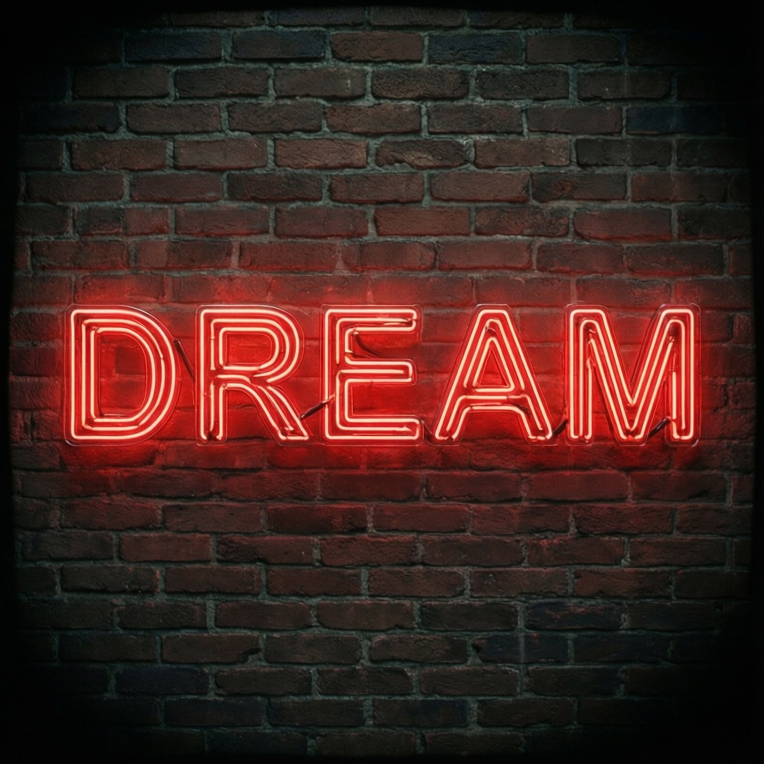 لافتة نيون حمراء 'DREAM' خلفية