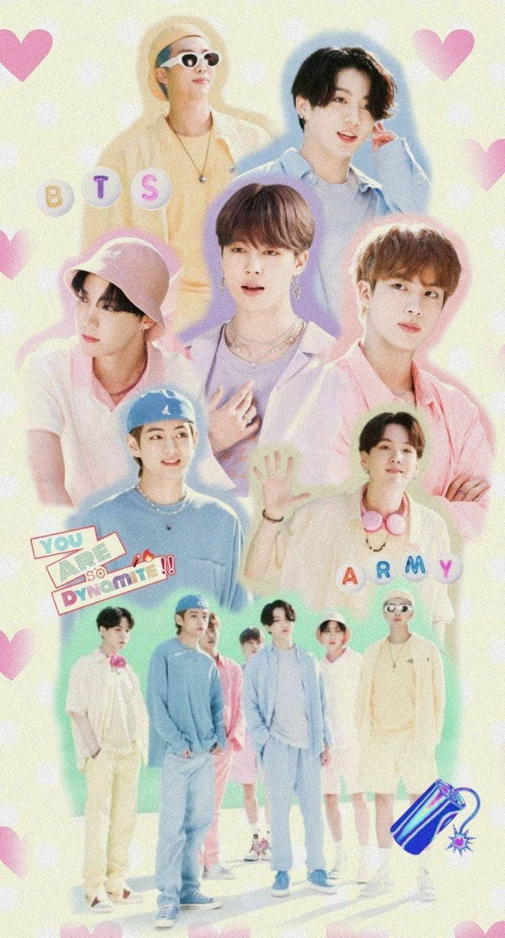 لطيف باستيل جمالي ديناميت BTS خلفية