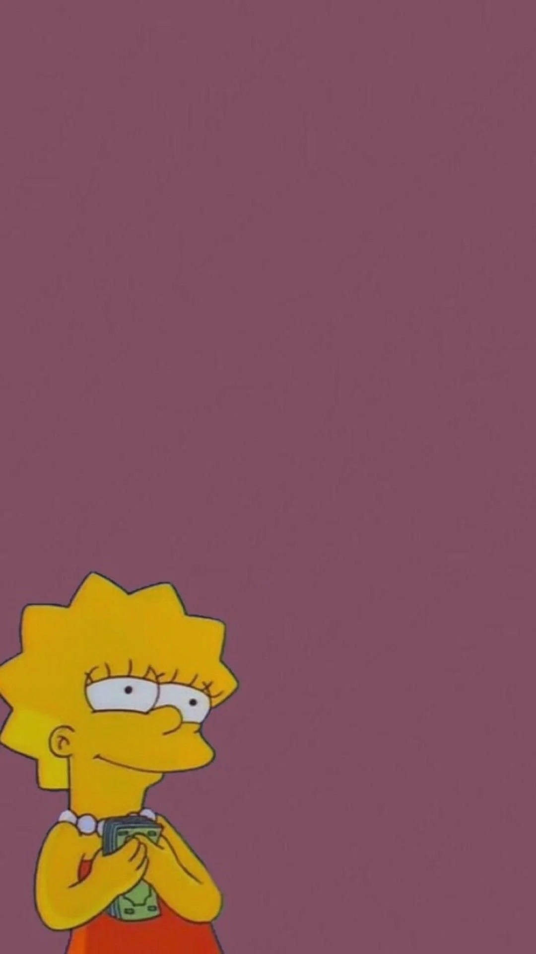 لقطة كرتونية جمالية لليزا سيمبسون مع المال خلفية