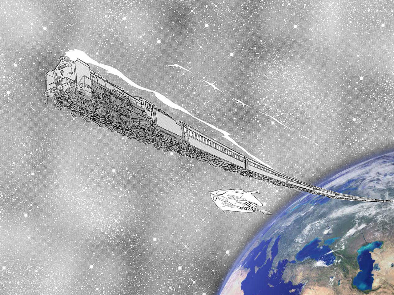 لوحة مانجا من Galaxy Express 999 خلفية