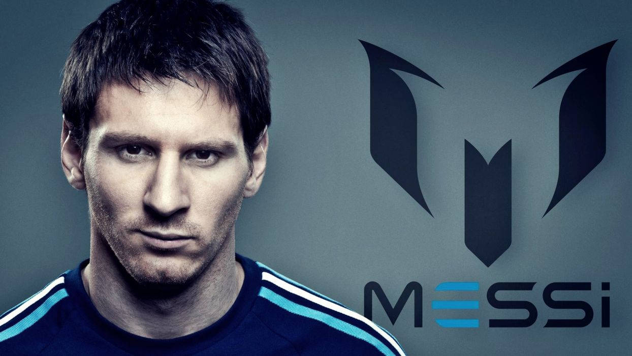 خلفية لاعب كرة القدم ليونيل ميسي وشعار M المخصص — ميسي خلفية