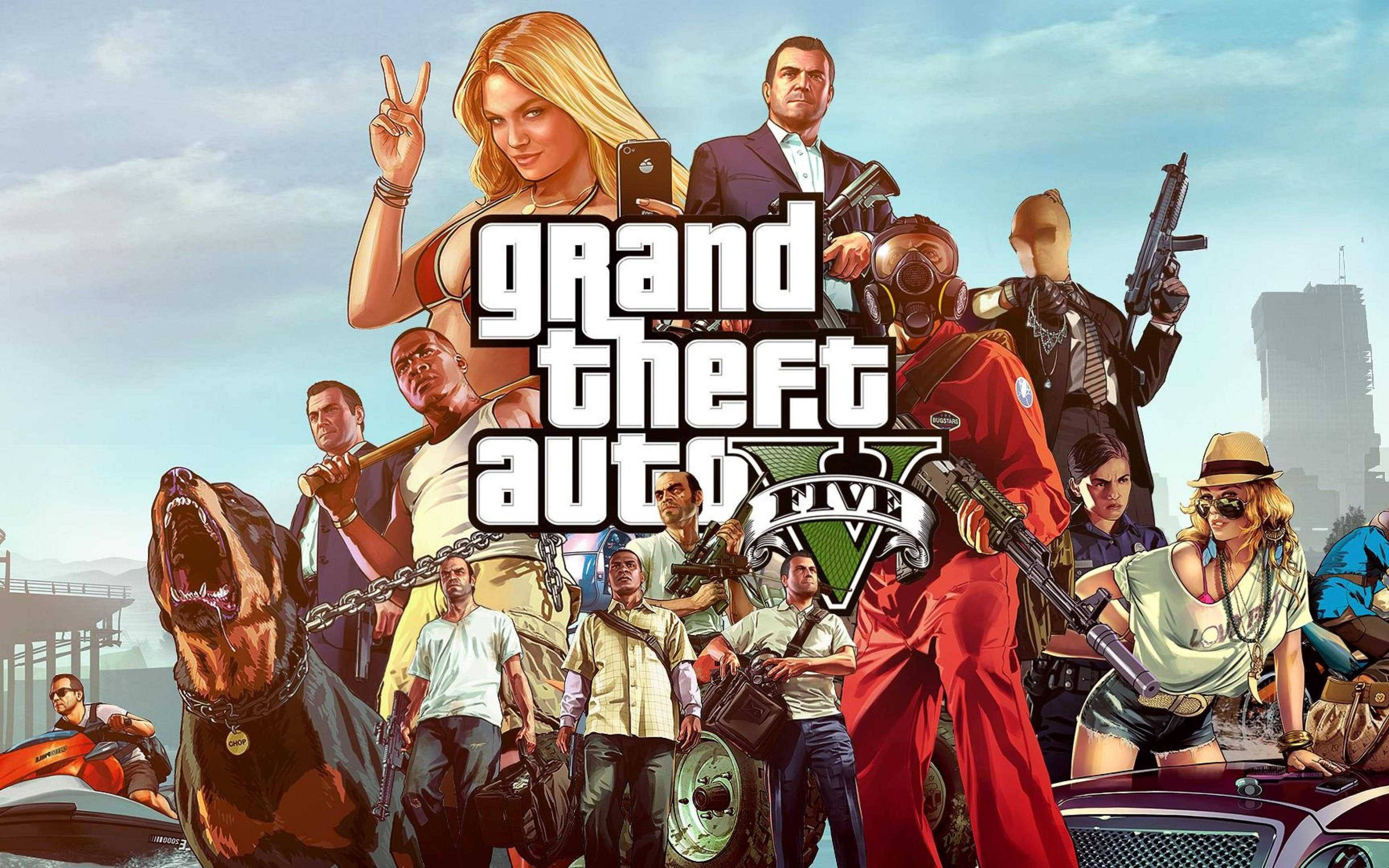مجموعة شخصيات GTA 5 بدقة 4K خلفية
