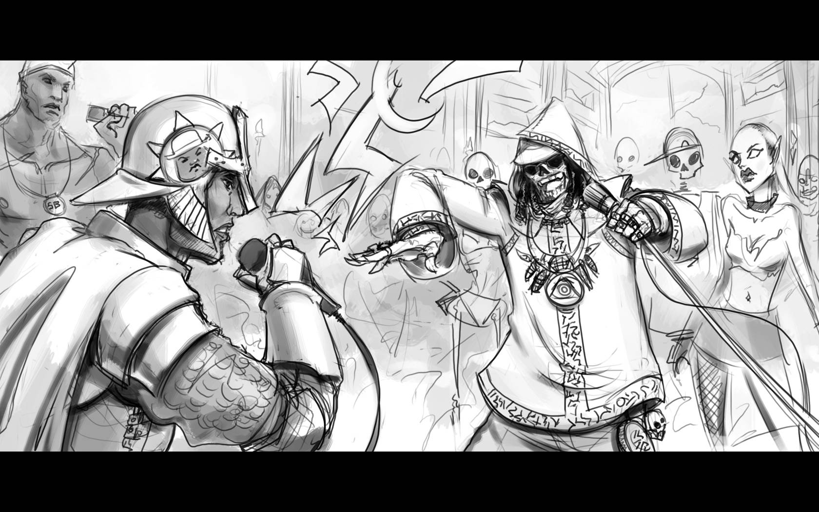 معركة راب مرسومة رائعة خلفية
