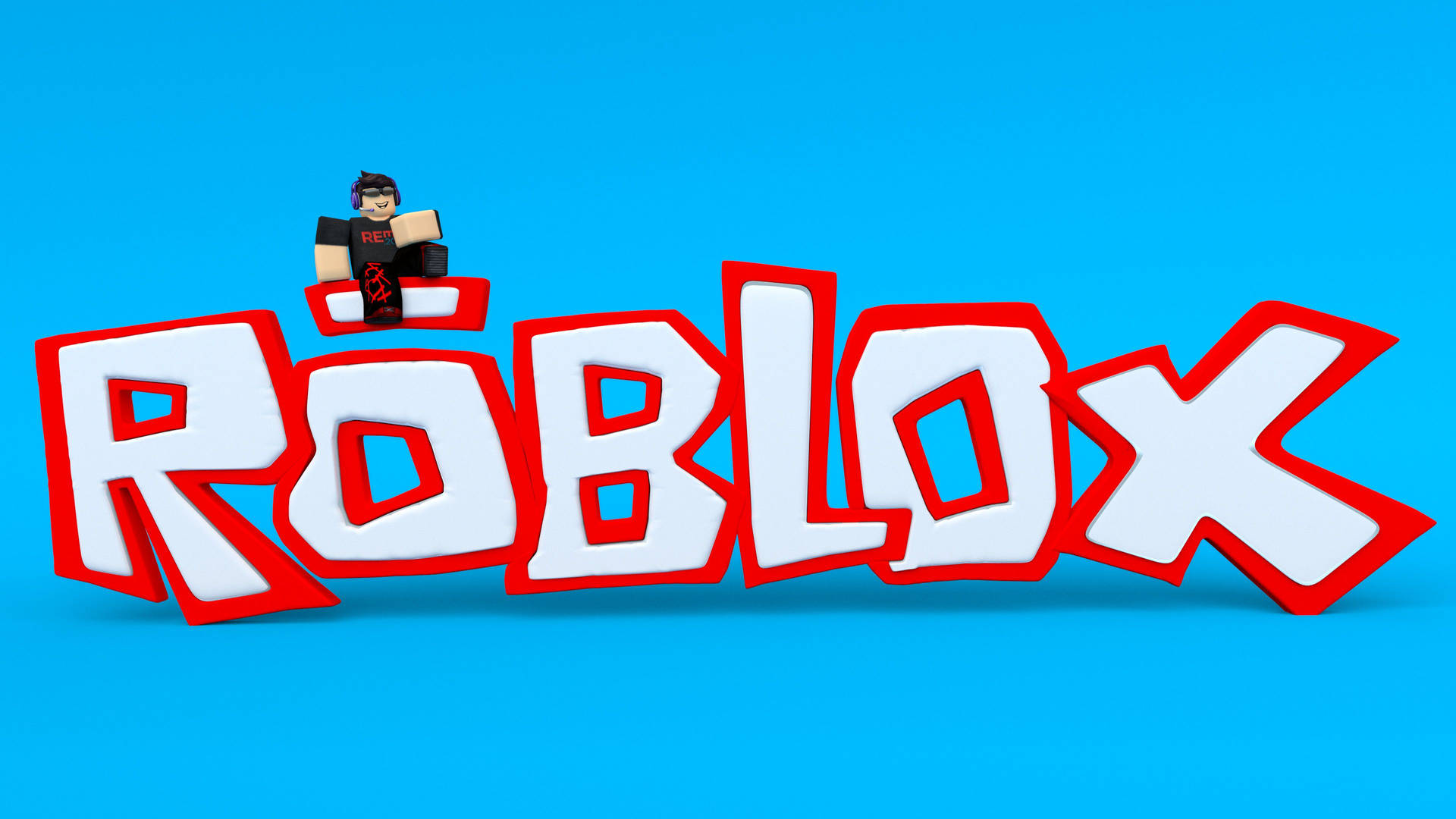 خلفية ثلاثية الأبعاد رائعة لغلاف لعبة Roblox على خلفية زرقاء
