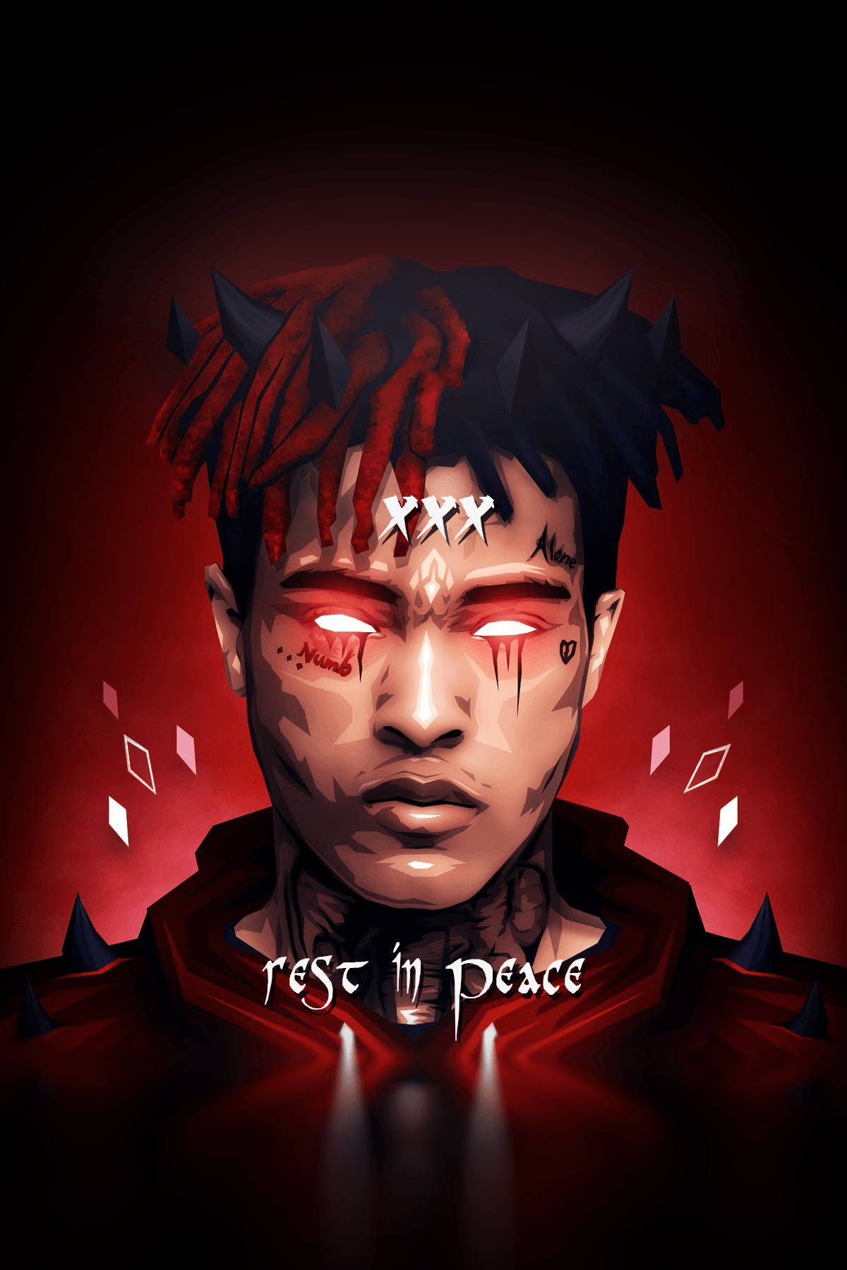 مغني الراب Xxxtentacion بتصميم أنمي مع قرون خلفية