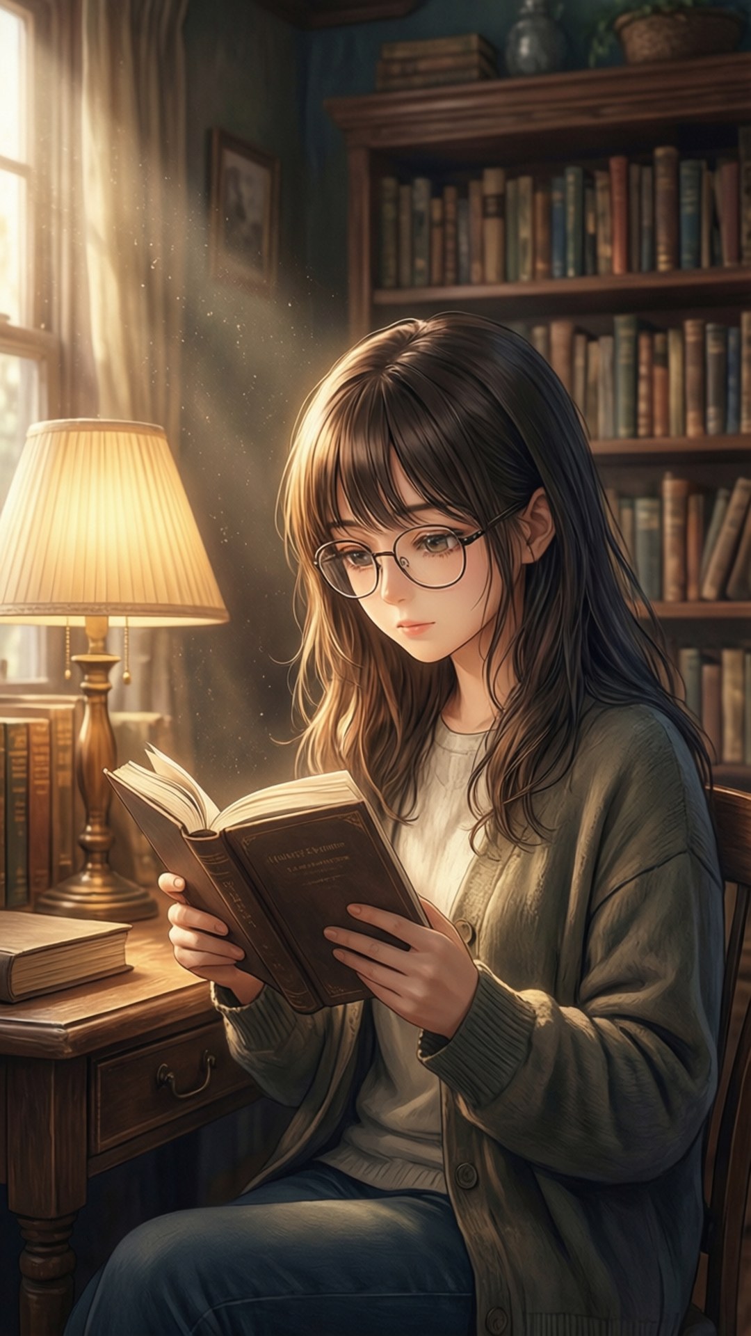 مكتبة دافئة خلفية